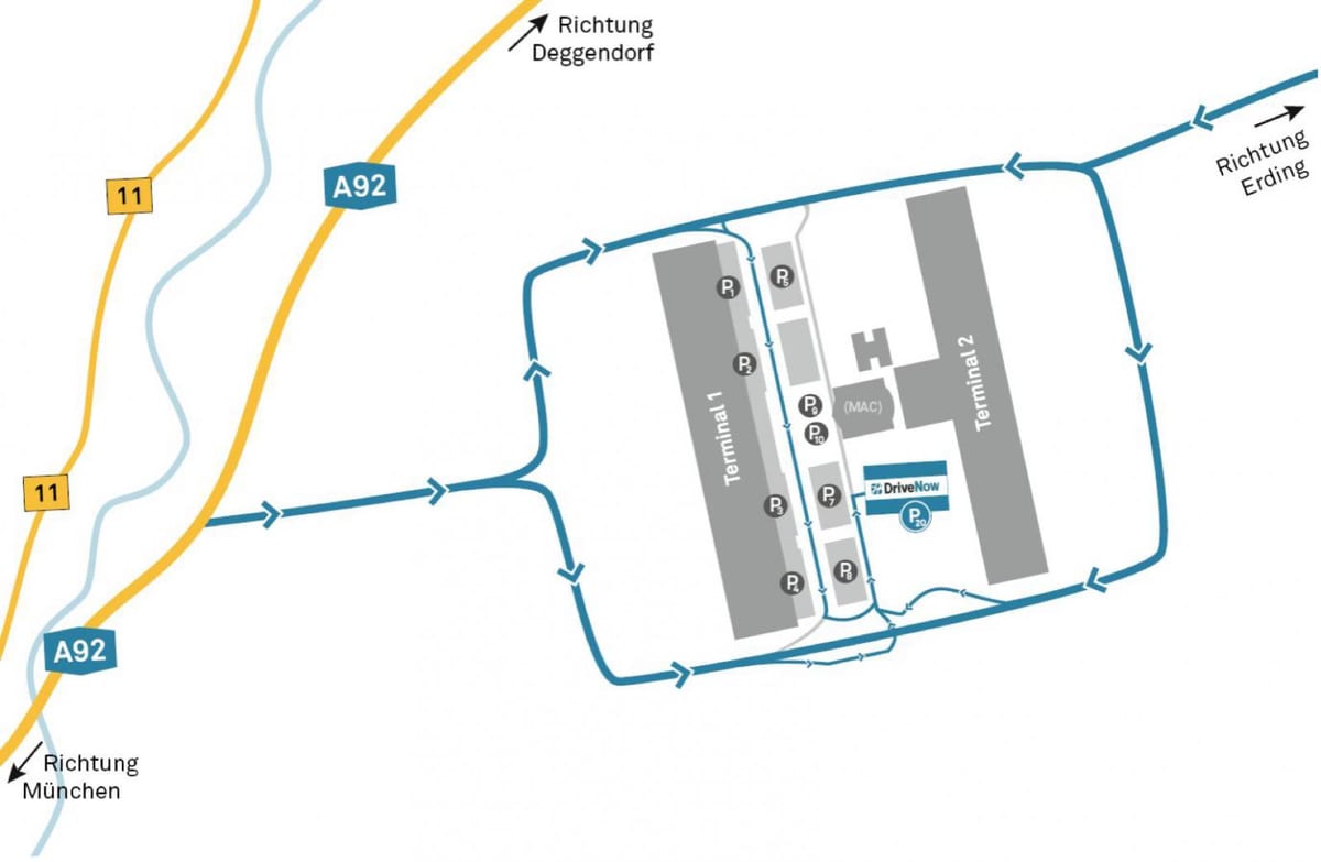 müncheni lennujaama autorent kaart
