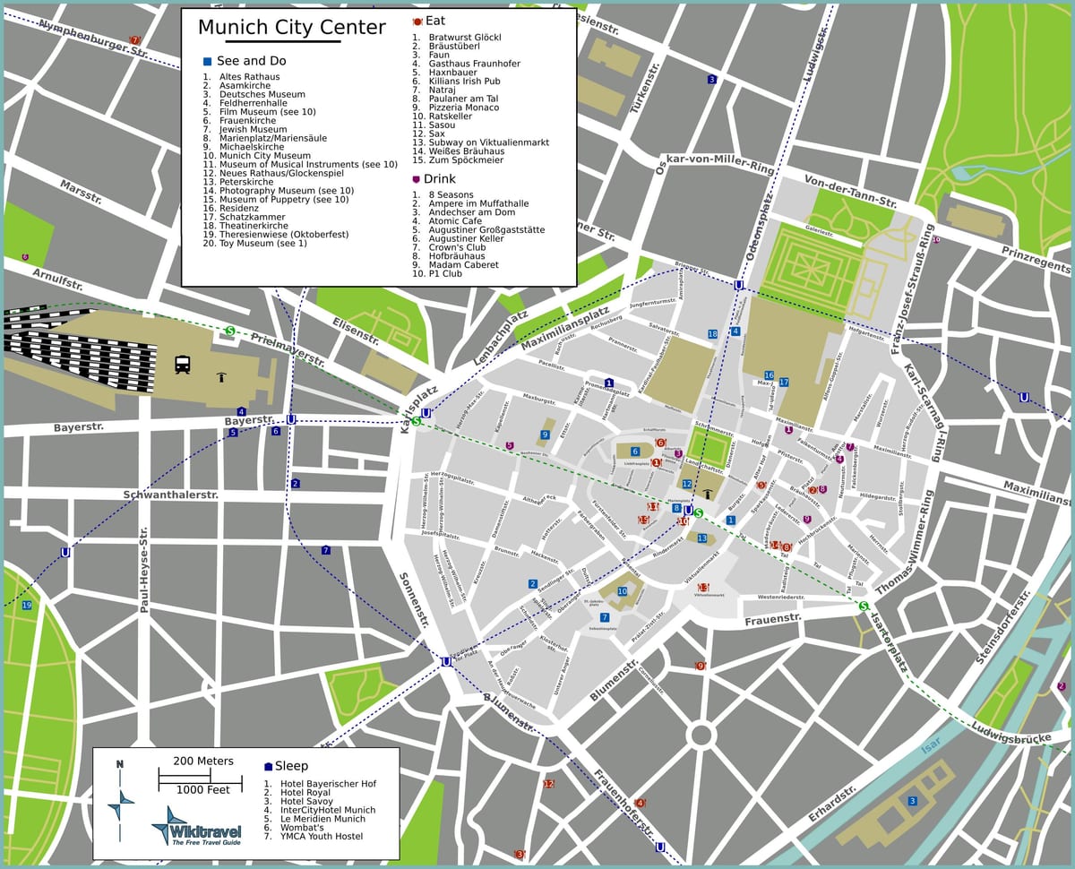 tourist map munich vaatamisväärsused