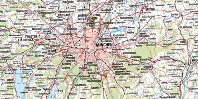Kaart müncheni ja ümbritsevad linnad