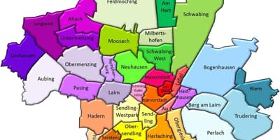 Müncheni linnaosade kaart